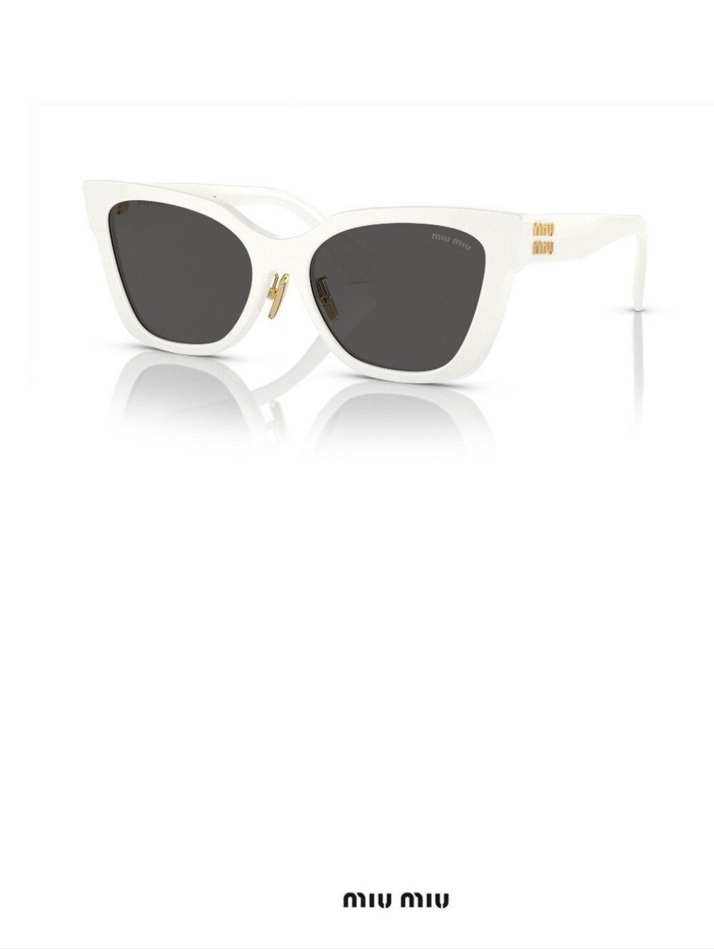 Miu Miu 02ZS White Cat Eye Sunglasses with Dark Lenses